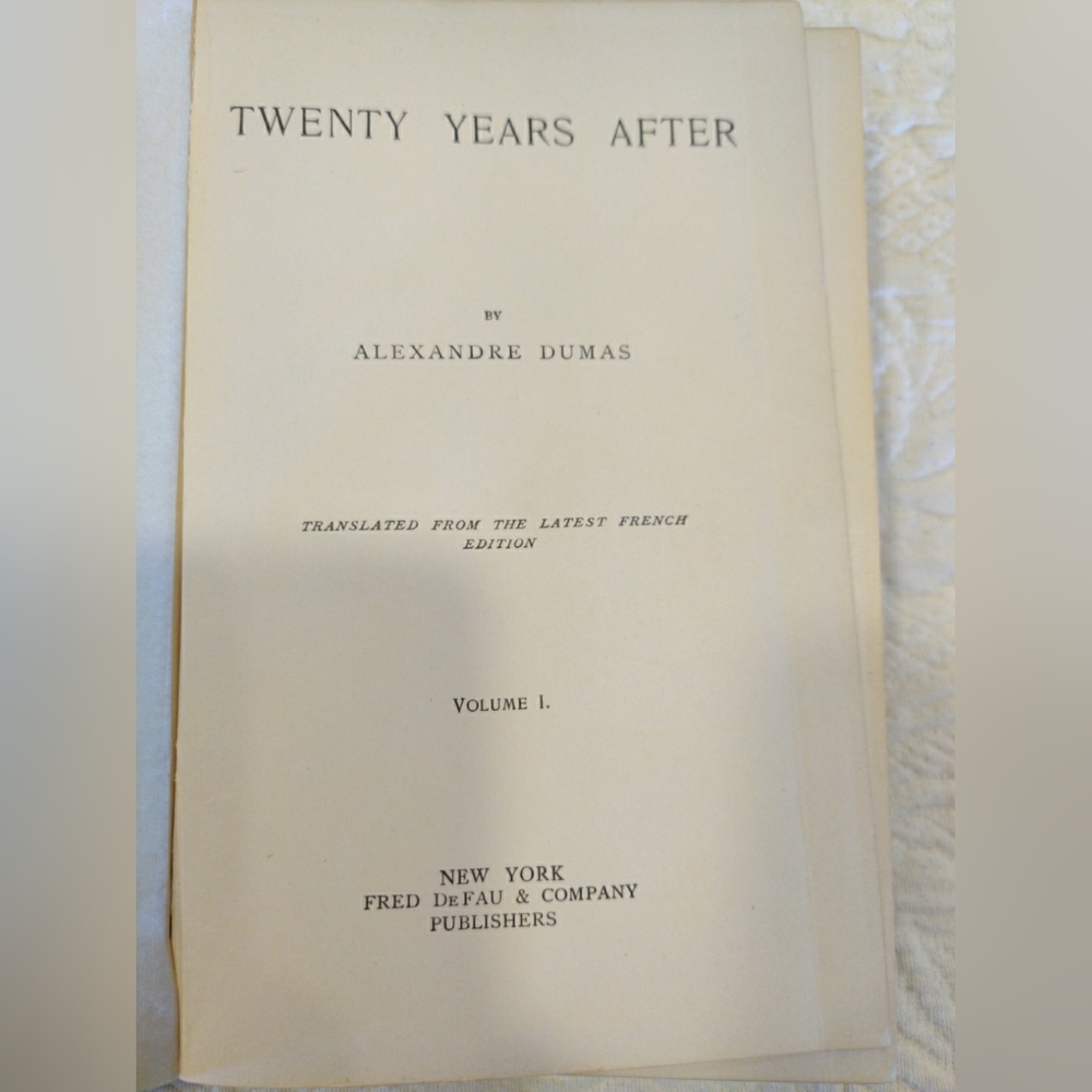 Twenty Years After By Alexander Dumas English 1901 Sequel To Three Musketeers